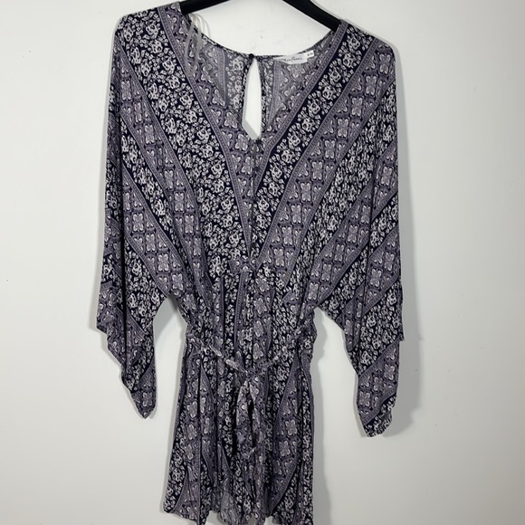 All In Favor XXL Shorts Romper Blue White Floral Print Boho Flowy Pockets Summer - Picture 11 of 11